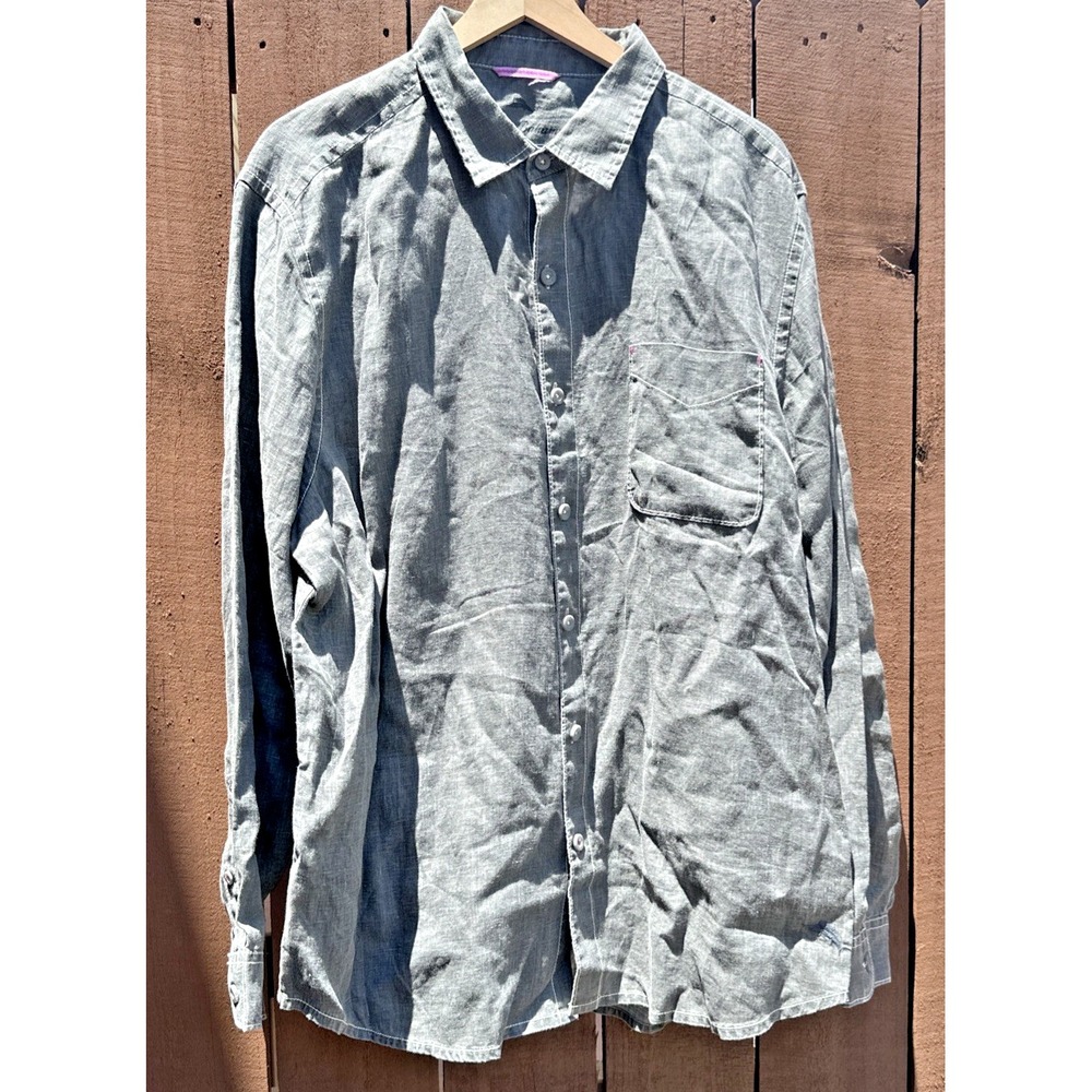 Tommy Bahama Men Size XL Sea Glass Breezer Linen L/S Shirt‎ Gray